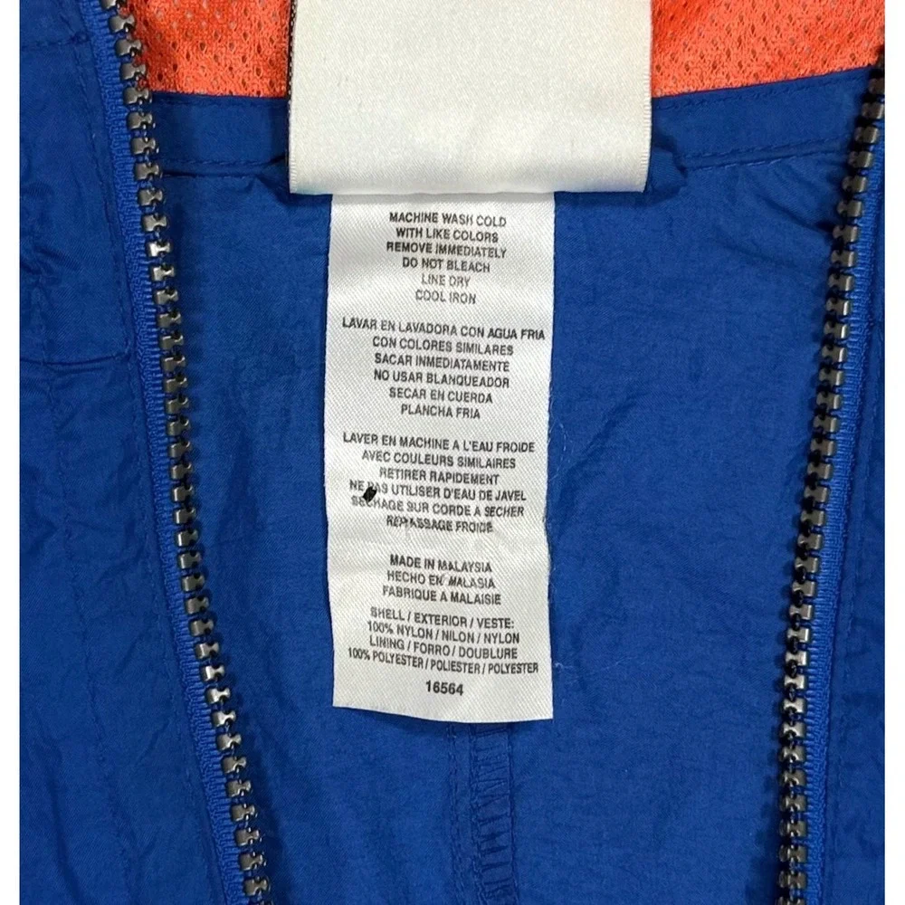 Vtg 90s Adidas blue orange three stripe full zip windbreaker jacket mens medium